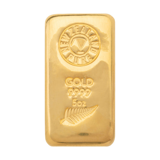 5oz NZ Pure Gold Cast Bullion Bar 99.99%