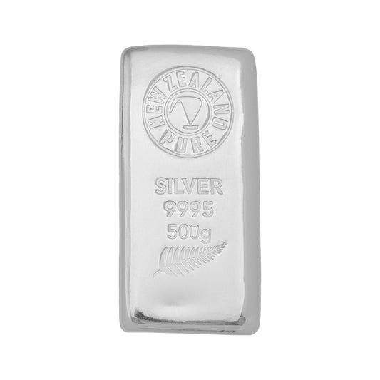 500g NZ Pure Silver Cast Bullion Bar 99.95%