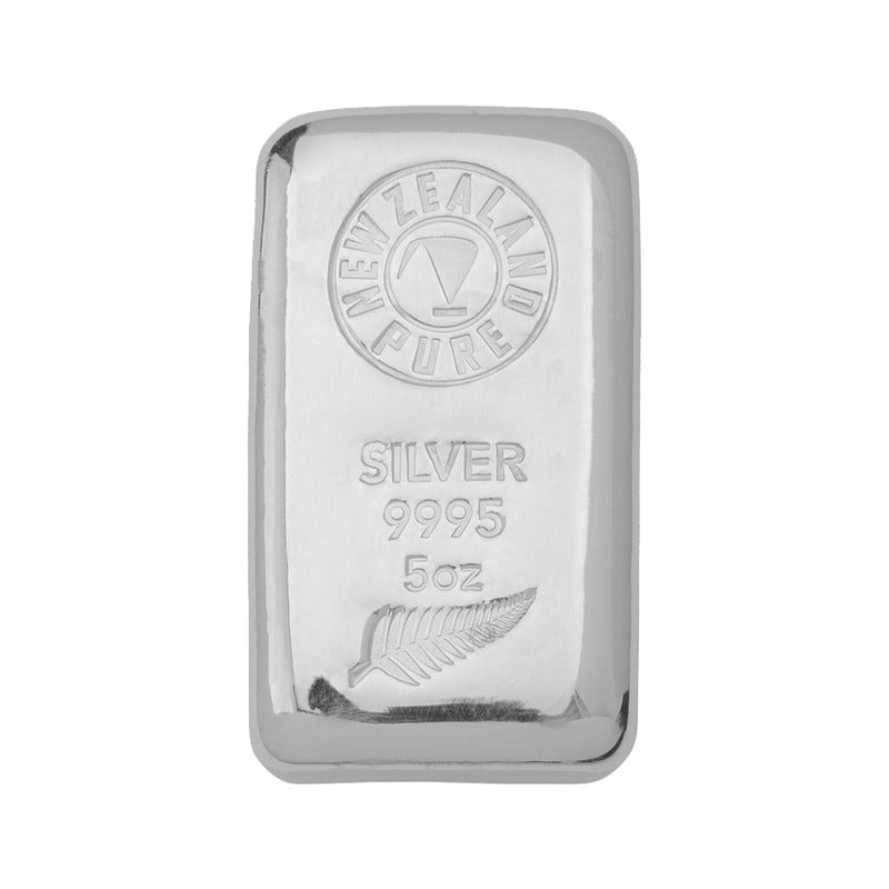 5oz NZ Pure Silver Cast Bullion Bar 99.95%