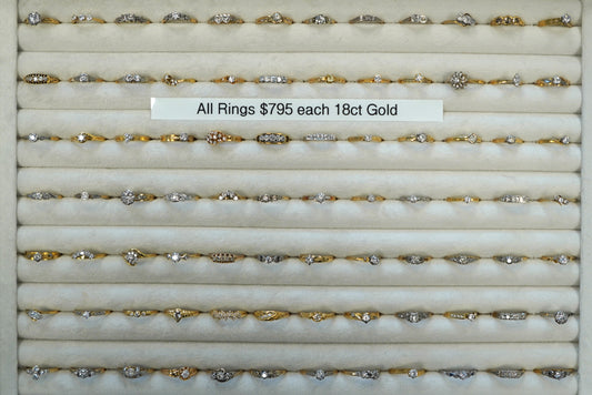 18ct Gold & Diamond Rings $795ea - Tray #1